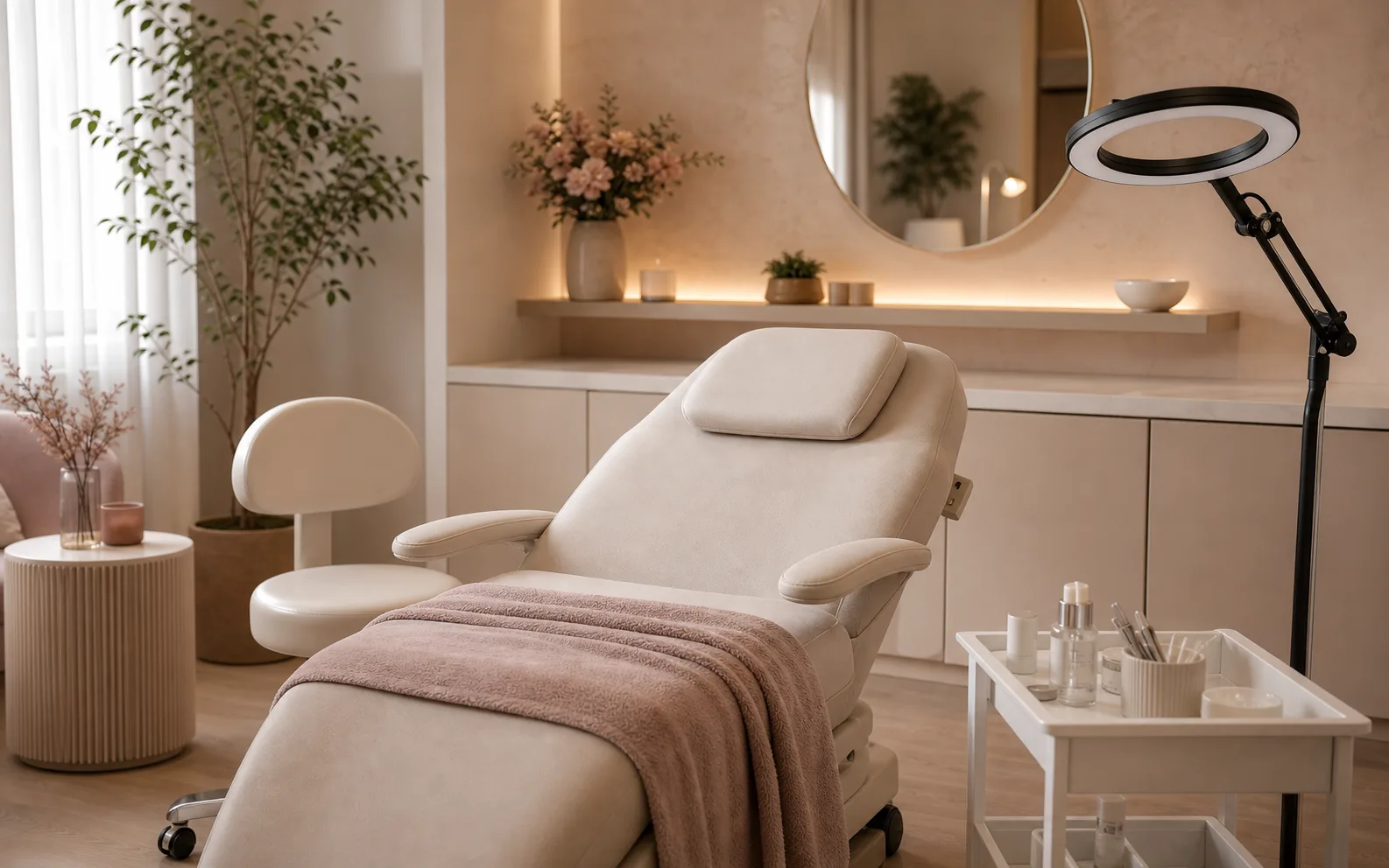 Comfortable brow and lash treatment area